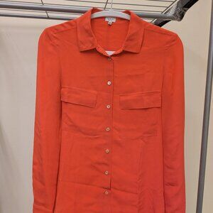 t. babaton - 100% Silk Button-Down Blouse - Coral - Size XXS (Fits like a XS)
